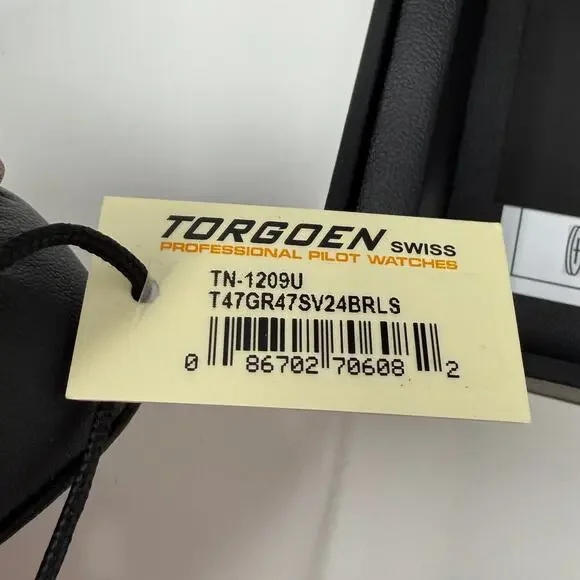 TORGOEN TN-1209U T47 Jumbo Green Sapphire GMT 47mm Brown Leather Strap New - Picture 9 of 11